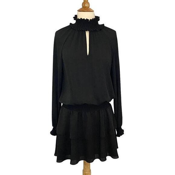 Amanda Uprichard Kestin Smocked High Neck Mini Dress Long Sleeve Size 4 NWT - Picture 1 of 13
